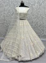 Heavy Net White Bridal Wear Embroidery Work Lehenga Choli